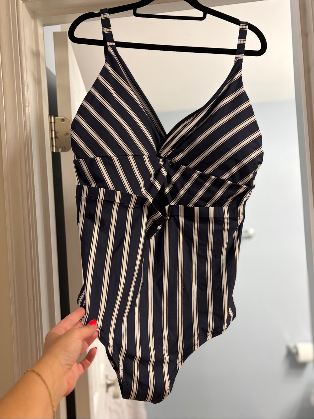 City Chic Navy and White Striped One-Piece Swimsuit
